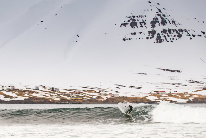 Surfing in Iceland.